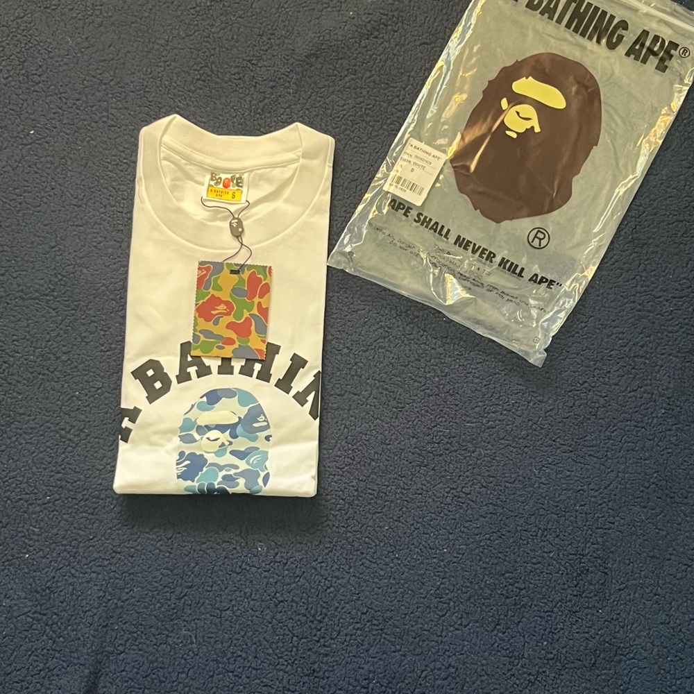 Bape White and Blue Kids Graphic Tee
